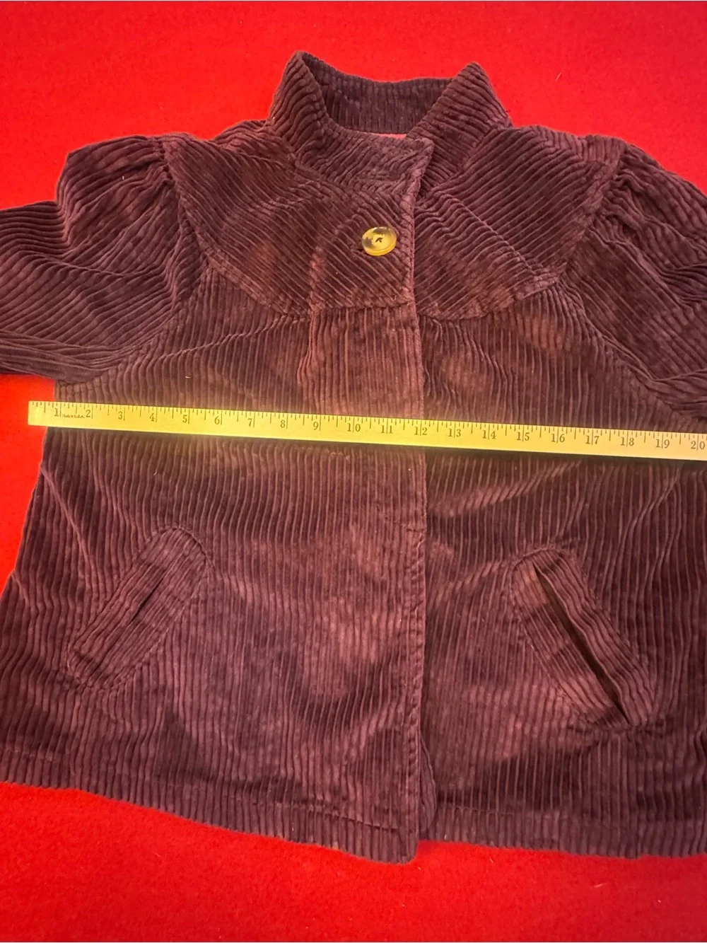 Izod Women’s Corduroy Cropped Pea Coat in Burgundy Size XL (Runs Small)